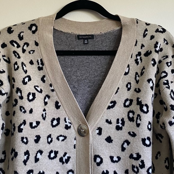 Dynamite Leopard Knit Button Down Cardigan - Picture 4 of 5
